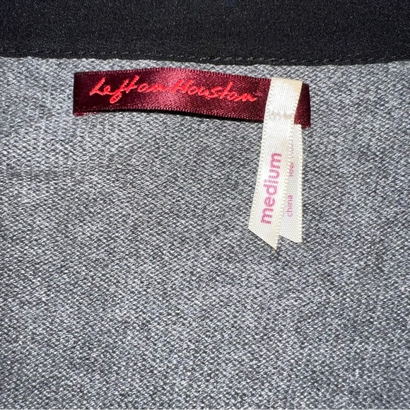 Left on Houston Silk Layered Office Attire Grey Black Cardigan Style Blouse - Picture 7 of 7